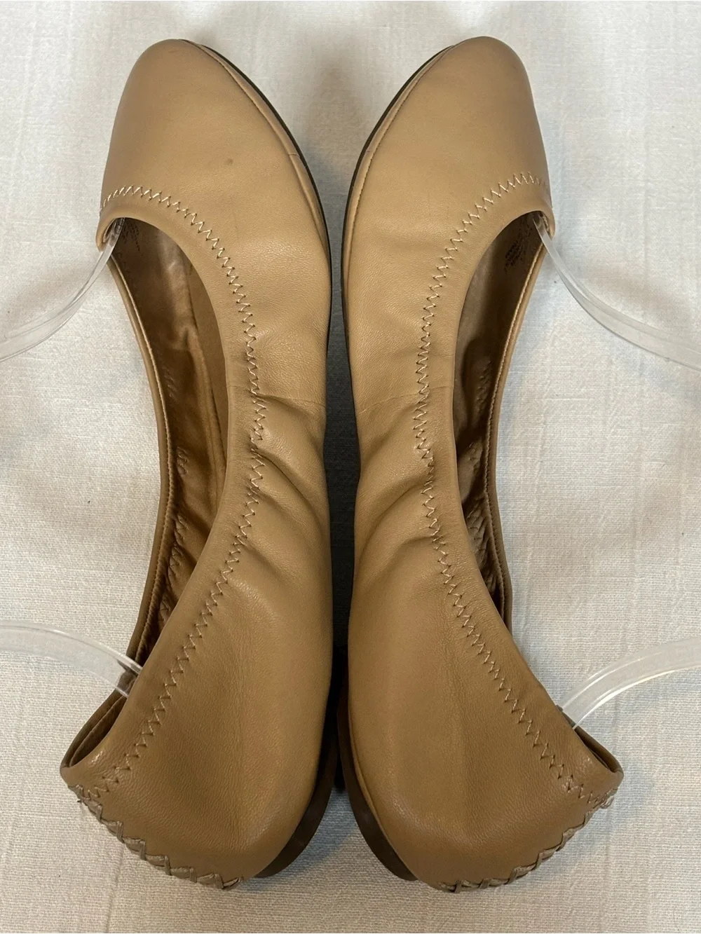 Lucky Brand Emmie Classic Slip-On Leather Ballet Flats-Tan-Women Size 11